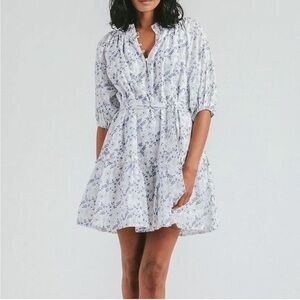 CLEOBELLA Women’s Size small Nevah Puff Sleeve Blue & White Floral Mini Dress